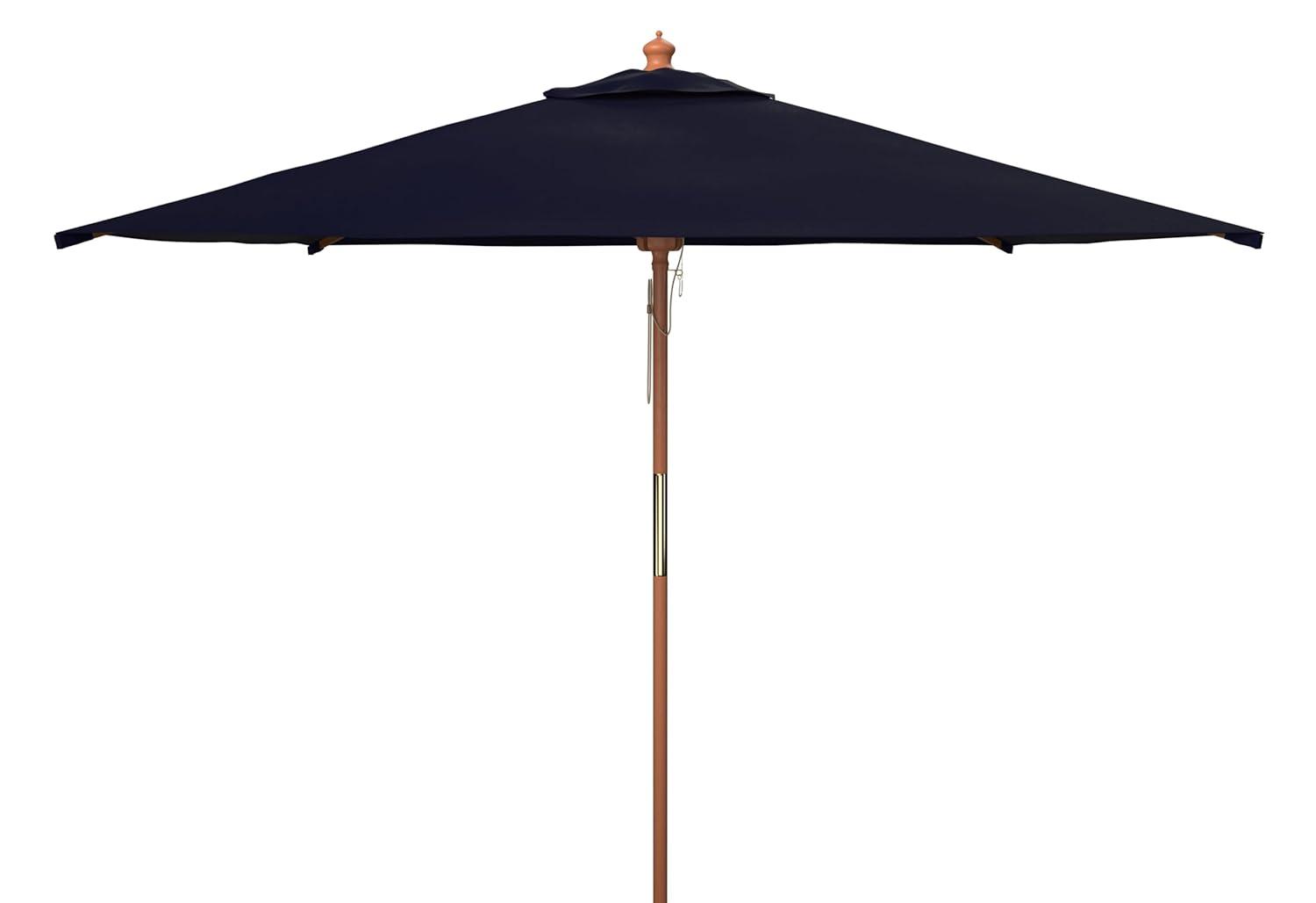 Velop 7.5 Ft Square Wooden Pulley Market Umbrella - PAT8409 - Navy - Safavieh
