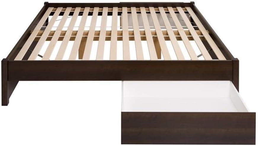 Prepac Select King 4-Post Platform Bed with 2 Drawers in Espresso