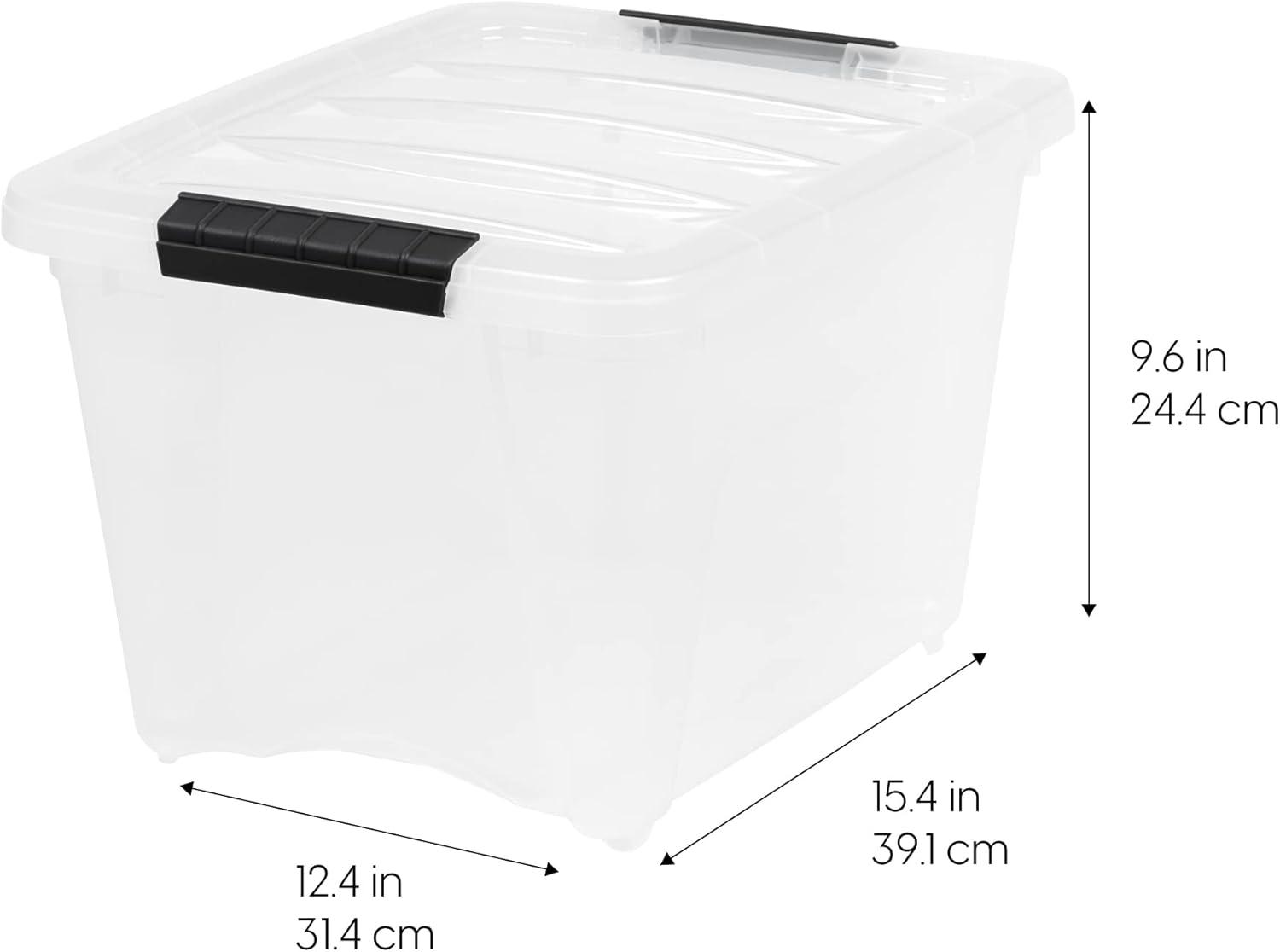 32 Qt./8 Gal. Plastic Storage Boxes with Latching Lids in Black