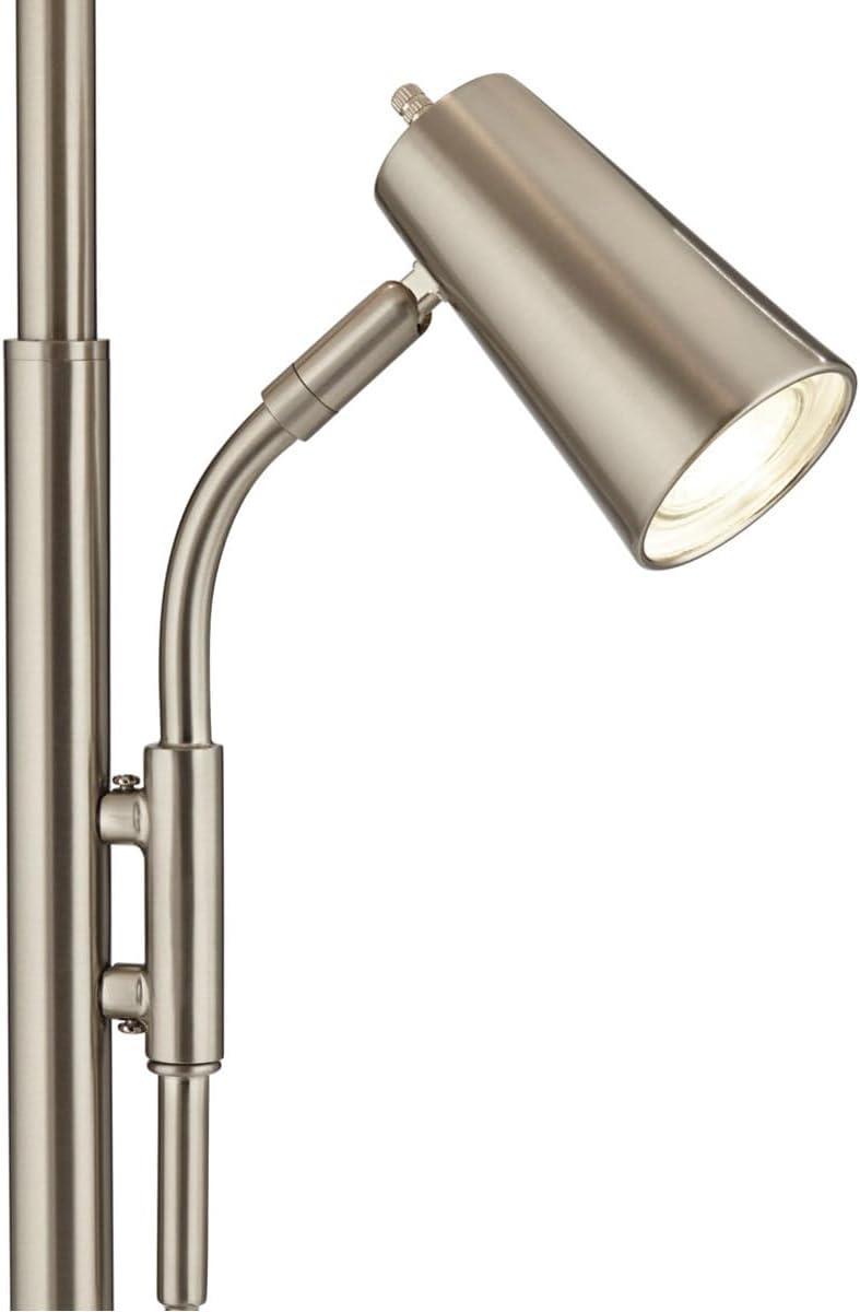 Pacific Coast Lighting 32" Tall Large Modern End Table Lamp with Side Reading Light Silver Brushed Nickel Finish Metal Single Living Room Bedroom