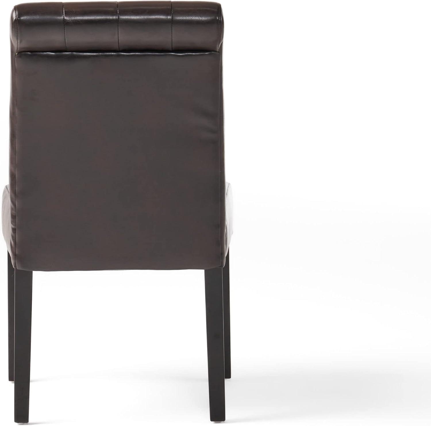 Christopher Knight Home Set of 2 Palermo Tufted Dining Chair Brown: Bonded Leather, Wood Legs, 250lb Capacity
