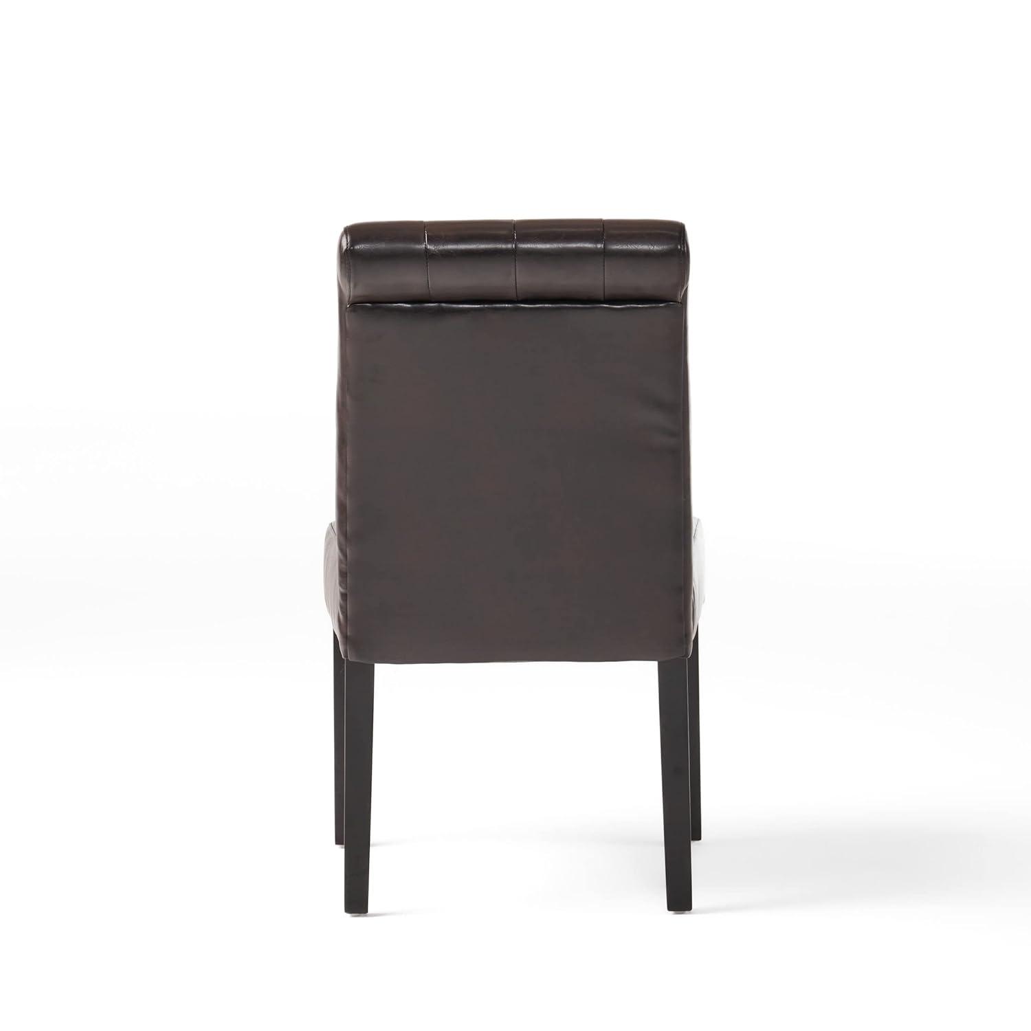 Christopher Knight Home Set of 2 Palermo Tufted Dining Chair Brown: Bonded Leather, Wood Legs, 250lb Capacity