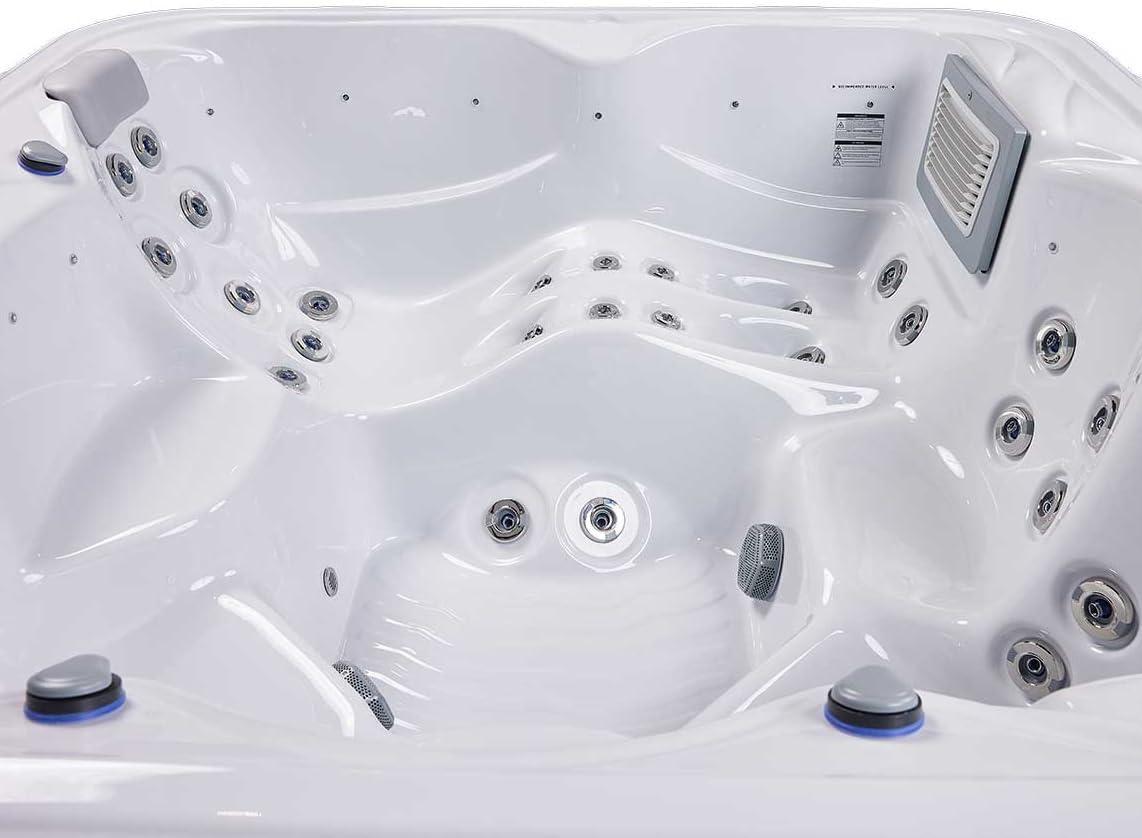 Buenospa New York 6 - Person 49 - Jet Acrylic Square Hot Tub with Ozonator and Cover in White