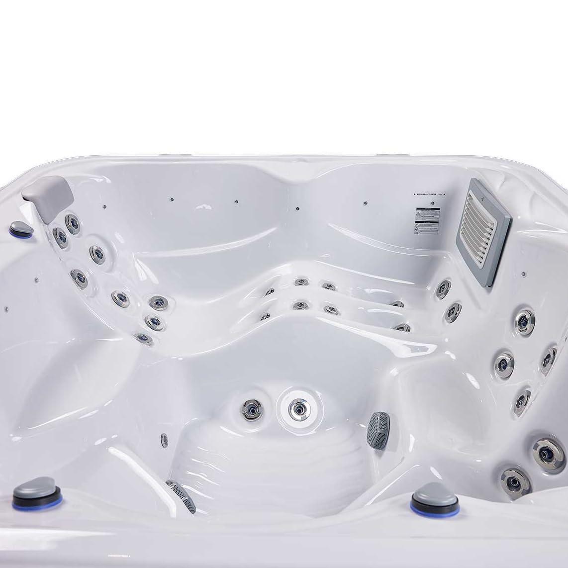 Buenospa New York 6 - Person 49 - Jet Acrylic Square Hot Tub with Ozonator and Cover in White