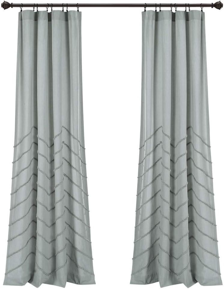 Chenille Chevron Cotton Semi Sheer Curtain Pair