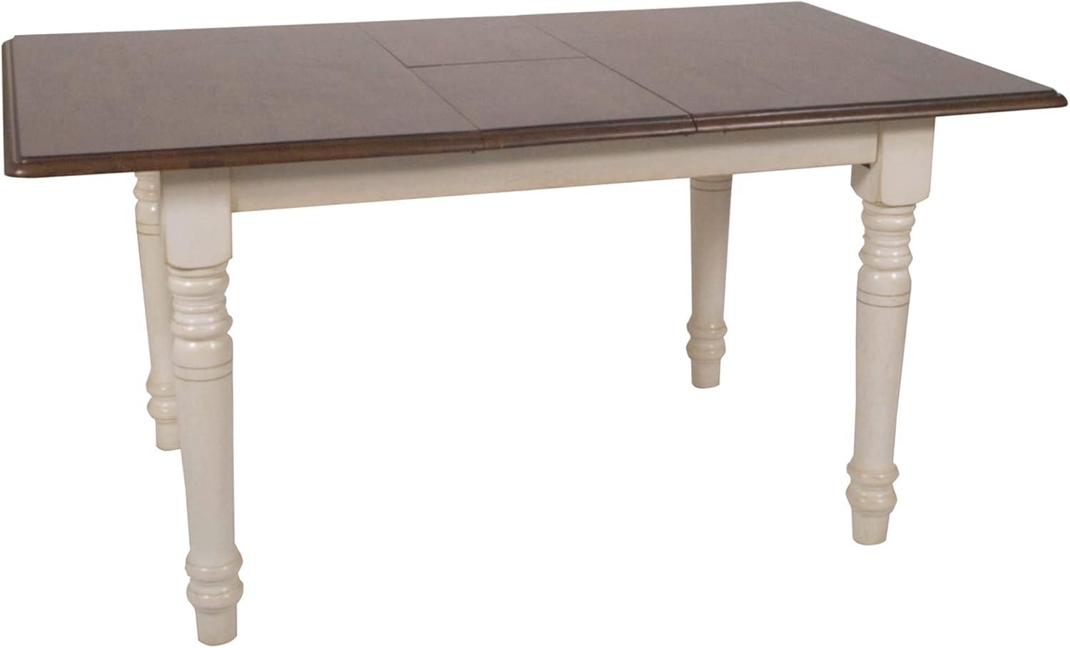 Andrews 60" Rectangle Extendable Butterfly Dining Table Antique White/Brown Wood