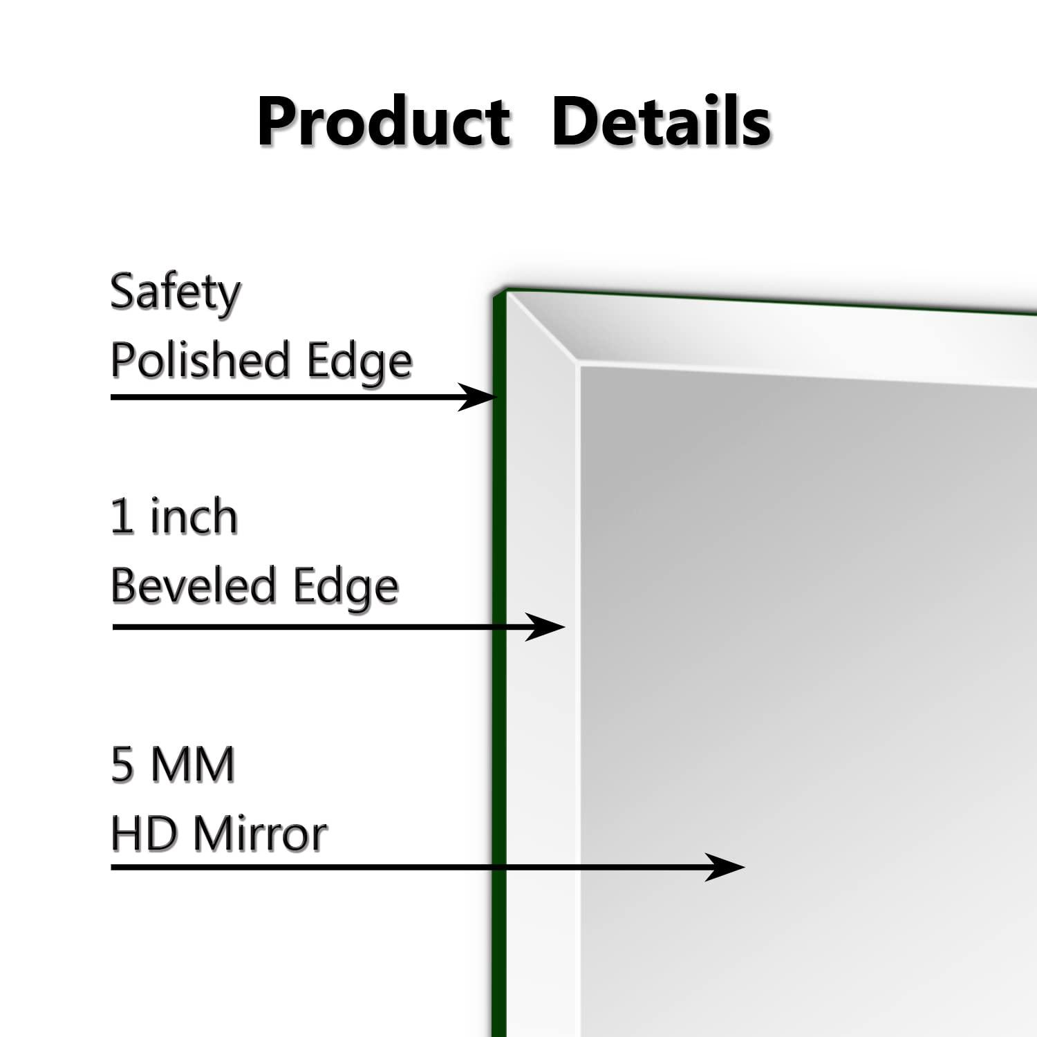 Empire Art Direct Frameless Beveled Prism Wall Mirror - Clear 20 in. x 0.39 in. x 30 in.