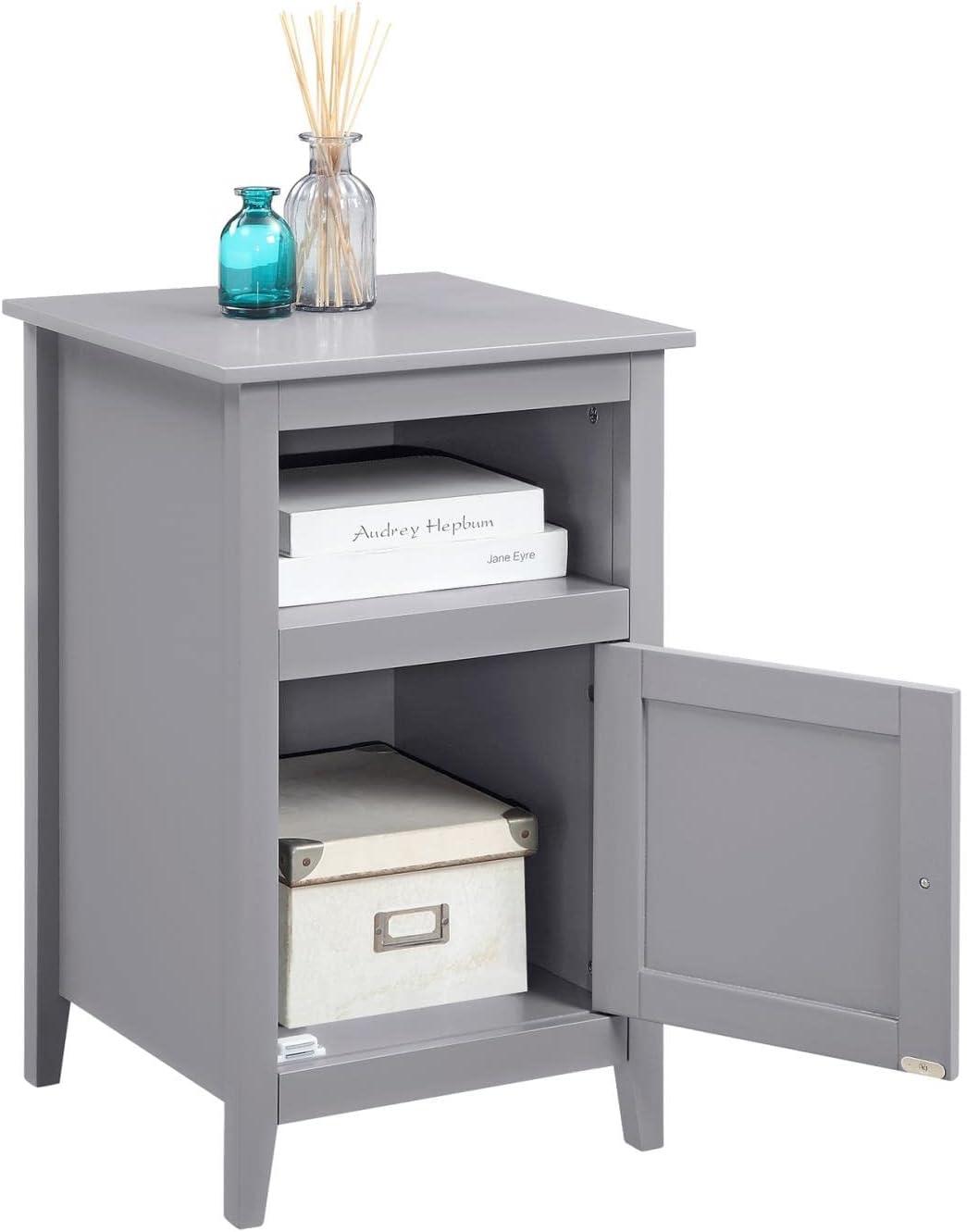 Designs2Go End Table with Storage Cabinet and Shelf, Gray