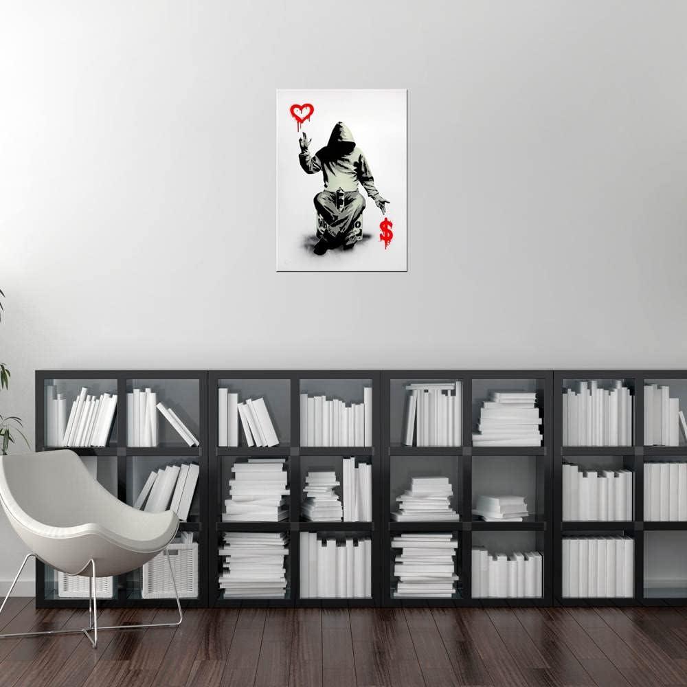 COMIO Banksy Poker Cards Hearts Ace Artwork for Living Room Wall Art Framed Poster and Print Abstract Canvas Painting for Bedroom Office Wall Decor (12x16inch)