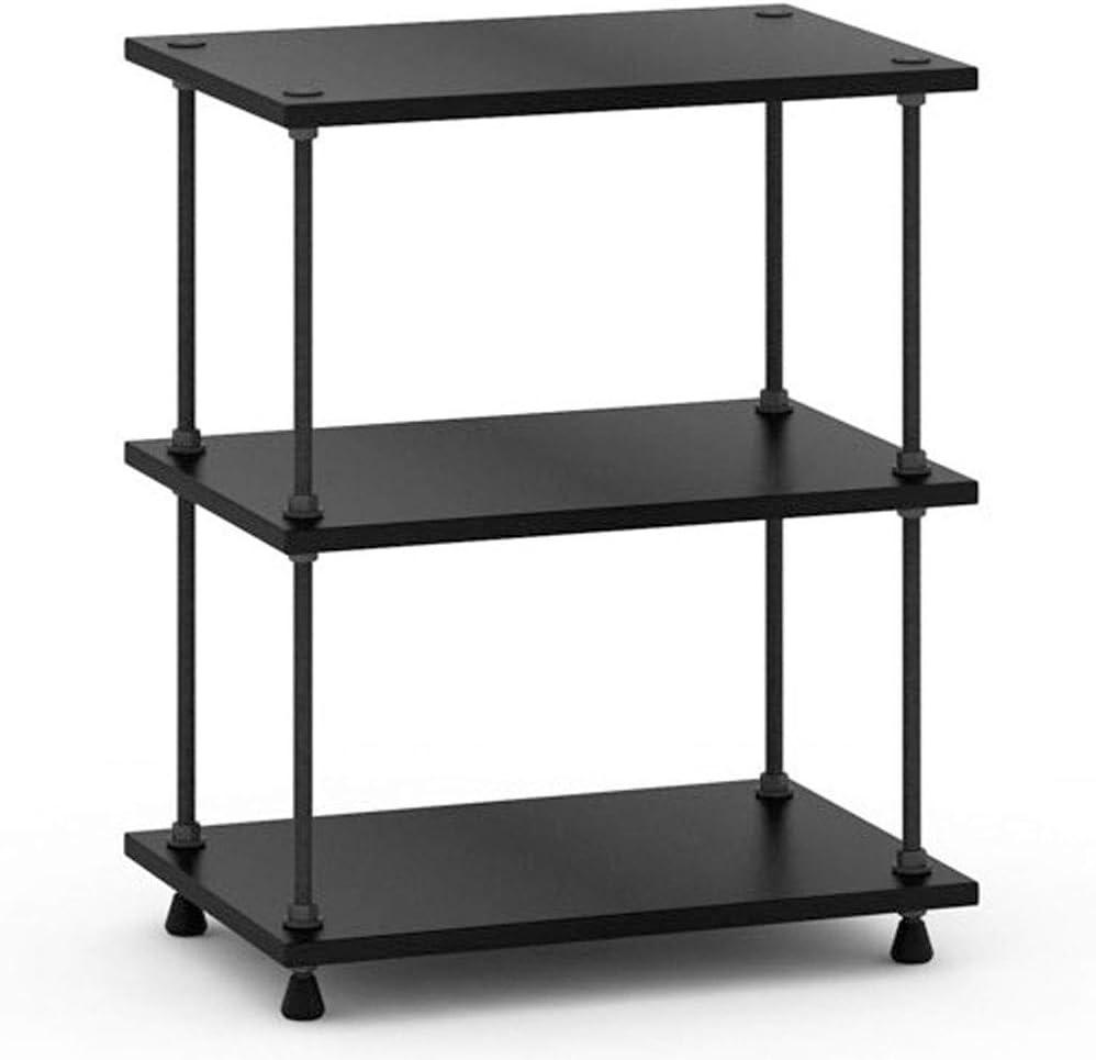 Modular Black MDF & Steel Audio Stand with Adjustable Shelving