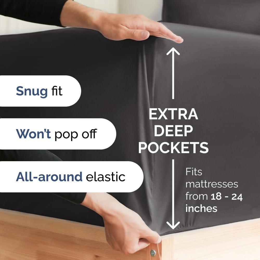 CGK Linens 6 Piece Extra Deep Pocket Ultra Soft & Cooling Sheet Set