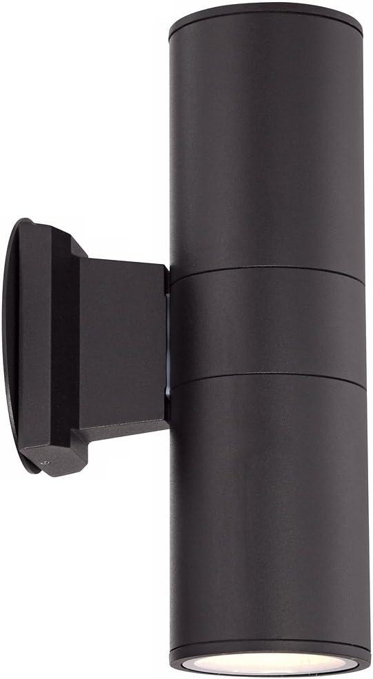 Possini Euro Design Ellis Modern Outdoor Wall Light Fixture Black Cylinder Up Down 11 3/4" for Post Exterior Light Barn Deck Post Light House Porch