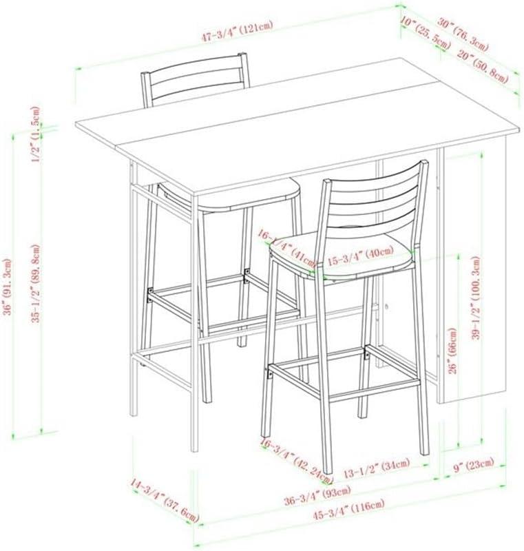 3-Piece Drop Leaf Counter Table Set with Side Storage in Gray Wash