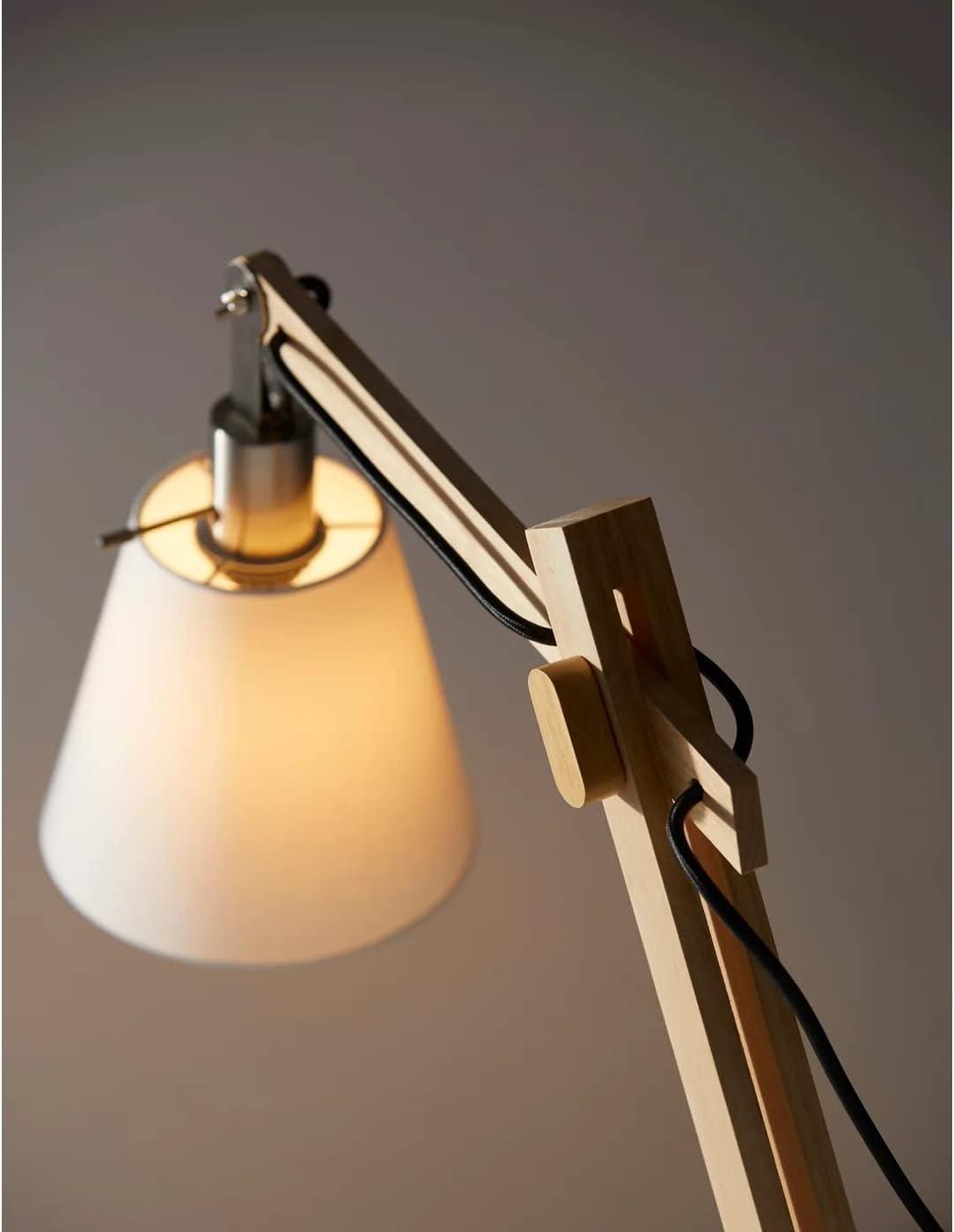 53" x 61" 3-way Walden Floor Lamp Camel - Adesso: Adjustable Wooden Arm, Industrial Style, ETL Listed