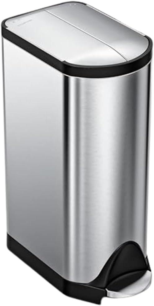 simplehuman 30L Butterfly Lid Kitchen Step Trash Can Stainless Steel: Pedal-Operated, Fingerprint-Resistant, Indoor Use