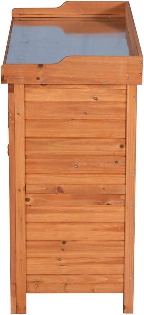 Natural Fir Wood Outdoor Garden Storage Cabinet with Potting Bench