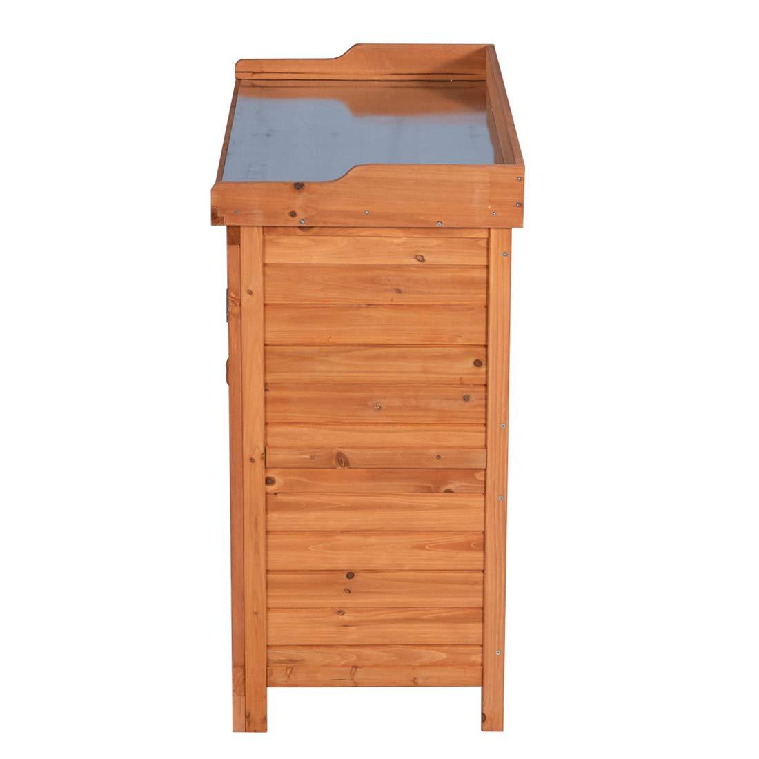 Natural Fir Wood Outdoor Garden Storage Cabinet with Potting Bench