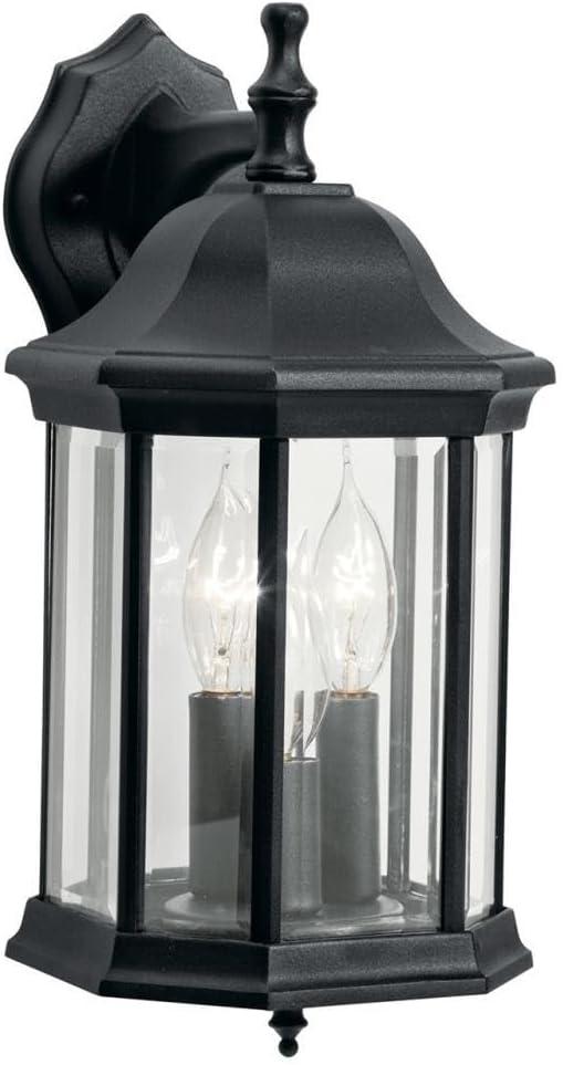 Chesapeake 14.75" 3 Light Outdoor Wall Light with Clear Beveled Glass in Black