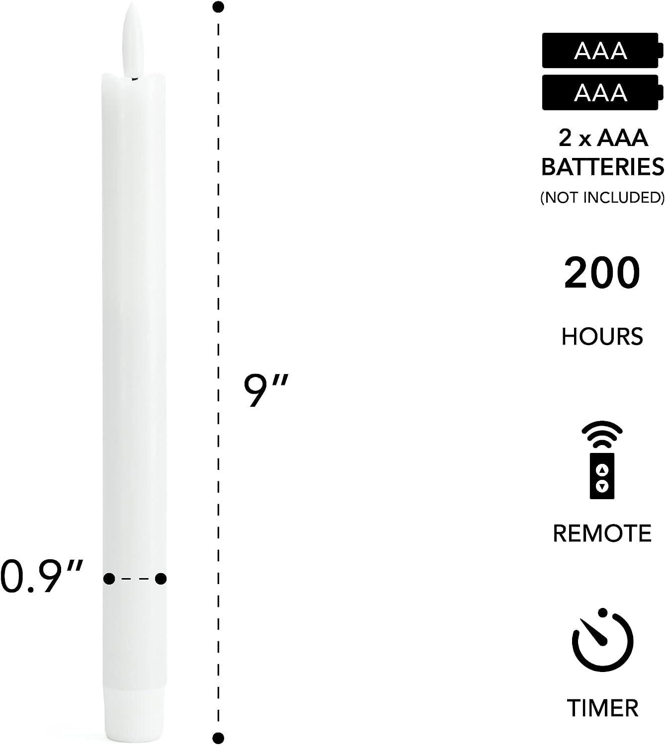 Remote Control Flameless Taper Candles, S/6 3D Flickering Battery Operated LED Window Candles Encased with Real Wax to Light Up Your Home