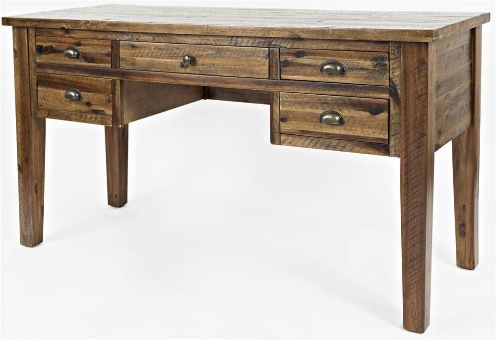 Jofran Artisan's Craft Rustic Farmhouse Distressed Acacia 5-Drawer Desk