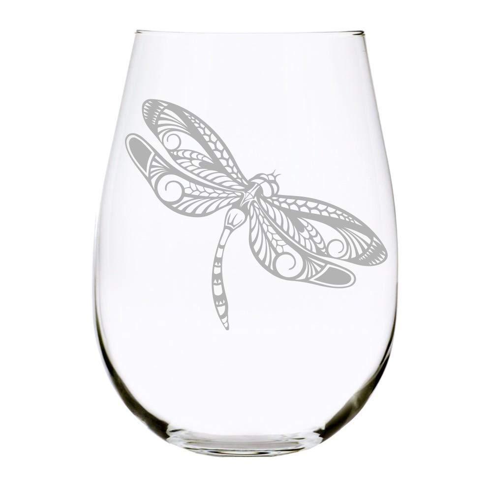 Dragonfly stemless wine glass, 17 oz.