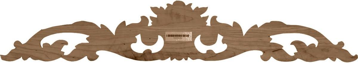 Ekena Millwork 12 1/4"W x 3 1/4"H x 1/4"D Small Green Leaf Center with Scrolls, Alder