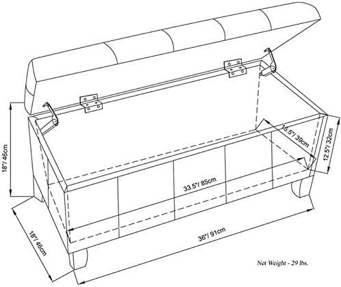 Simpli Home Dover Faux Leather Storage Bench in Cream