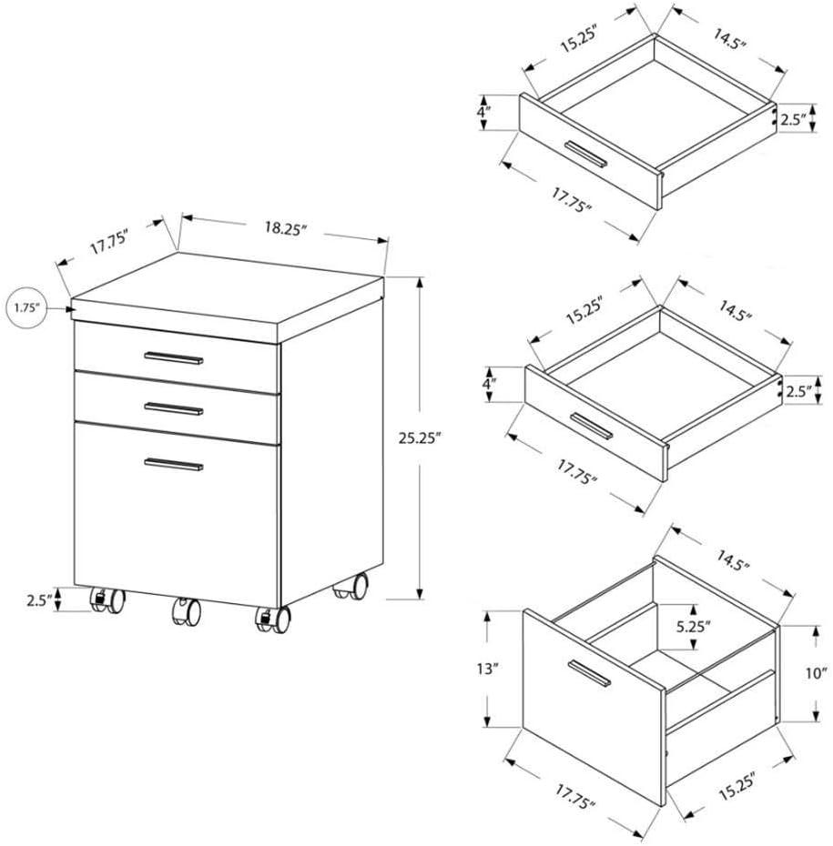Inbox Zero File Cabinet, Rolling Mobile, Storage Drawers, Printer Stand
