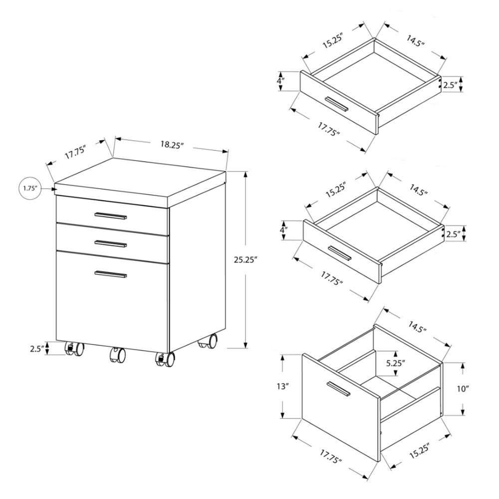 Inbox Zero File Cabinet, Rolling Mobile, Storage Drawers, Printer Stand