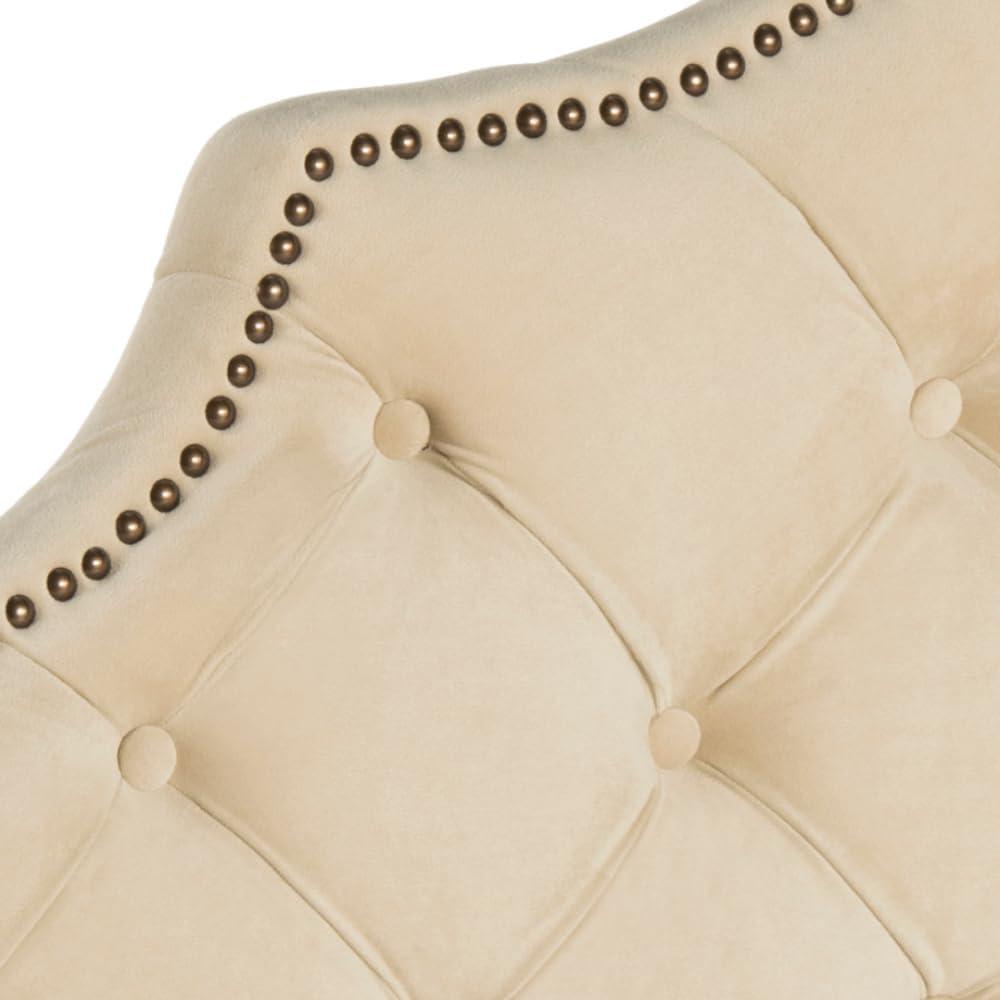SAFAVIEH Arebelle Rustic Glam Tufted Headboard with Nail Heads, King, Chocolate