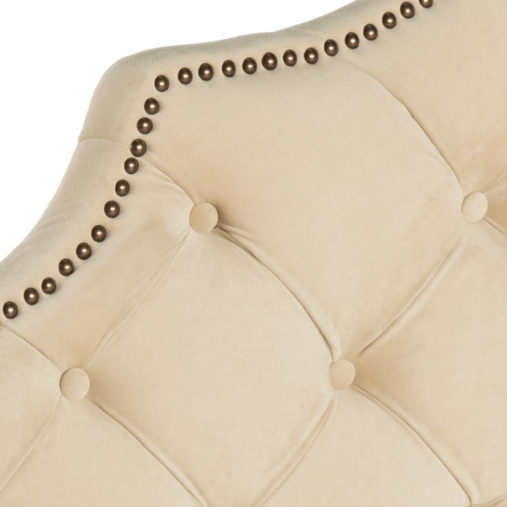 SAFAVIEH Arebelle Rustic Glam Tufted Headboard with Nail Heads, King, Chocolate