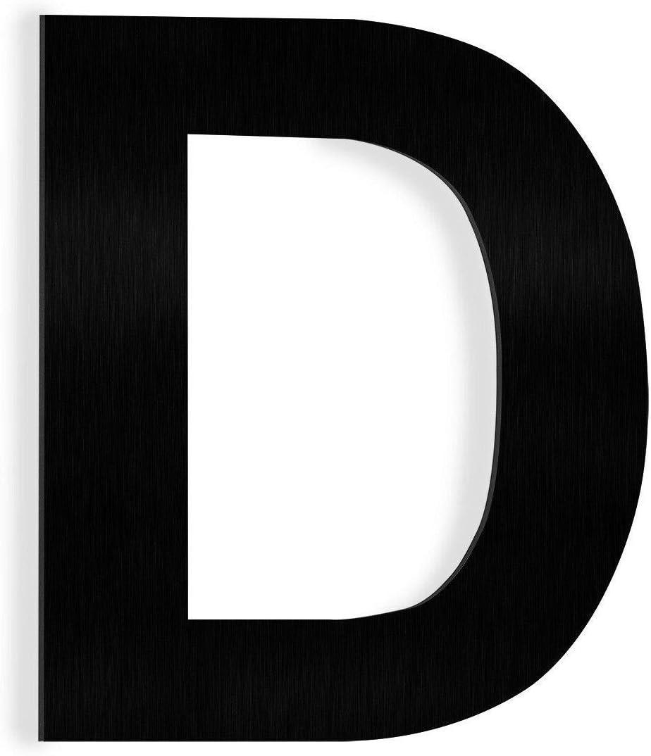 Barton 6 Inch Floating House Number "D" Stainless Steel Anti-Rust House Address Numbers for Outside, Mailbox Yard Home Front Door, Black Finish