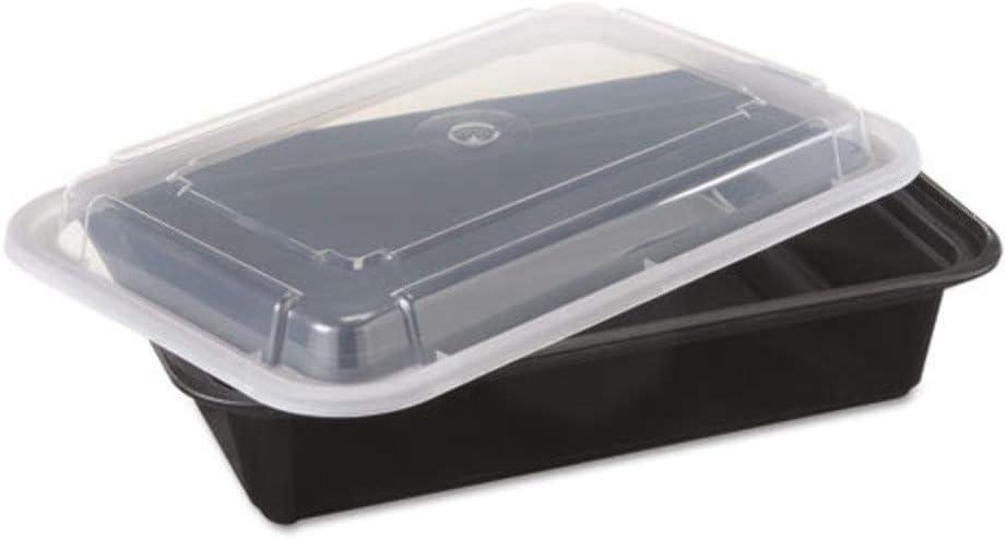 Black and Clear 38 oz Stackable Plastic Food Containers