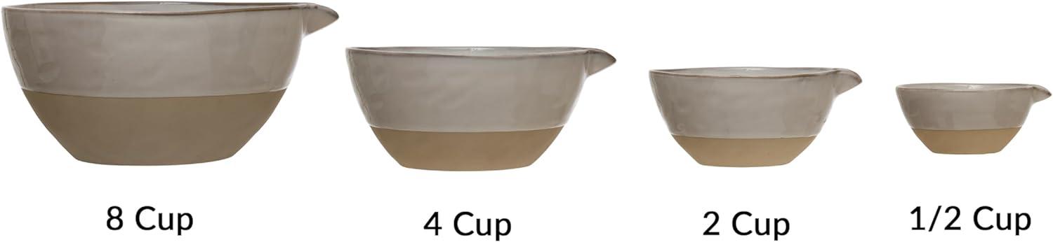 Reactive Glaze White and Beige Ceramic Batter Bowls Set