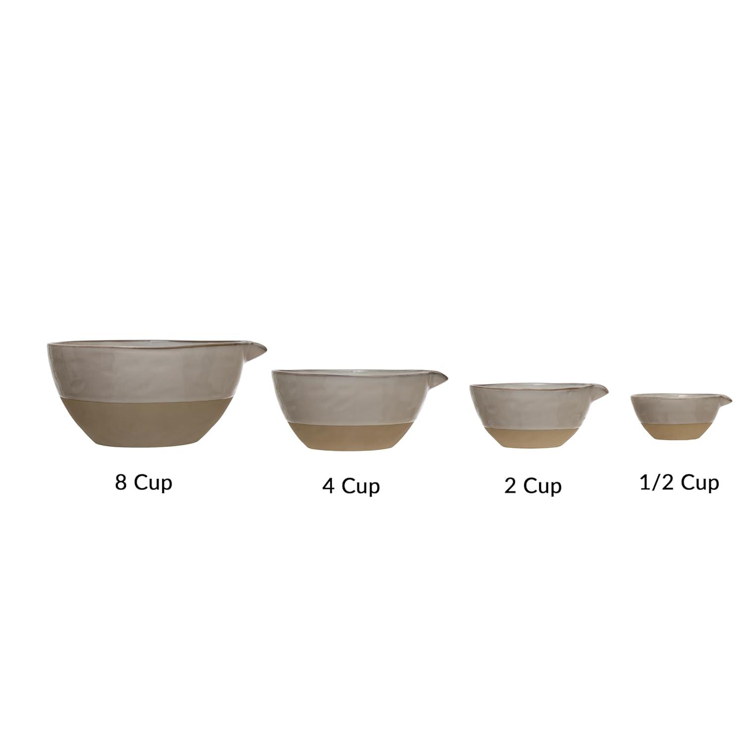 Storied Home Stoneware White Batter Bowls (Set of 4)