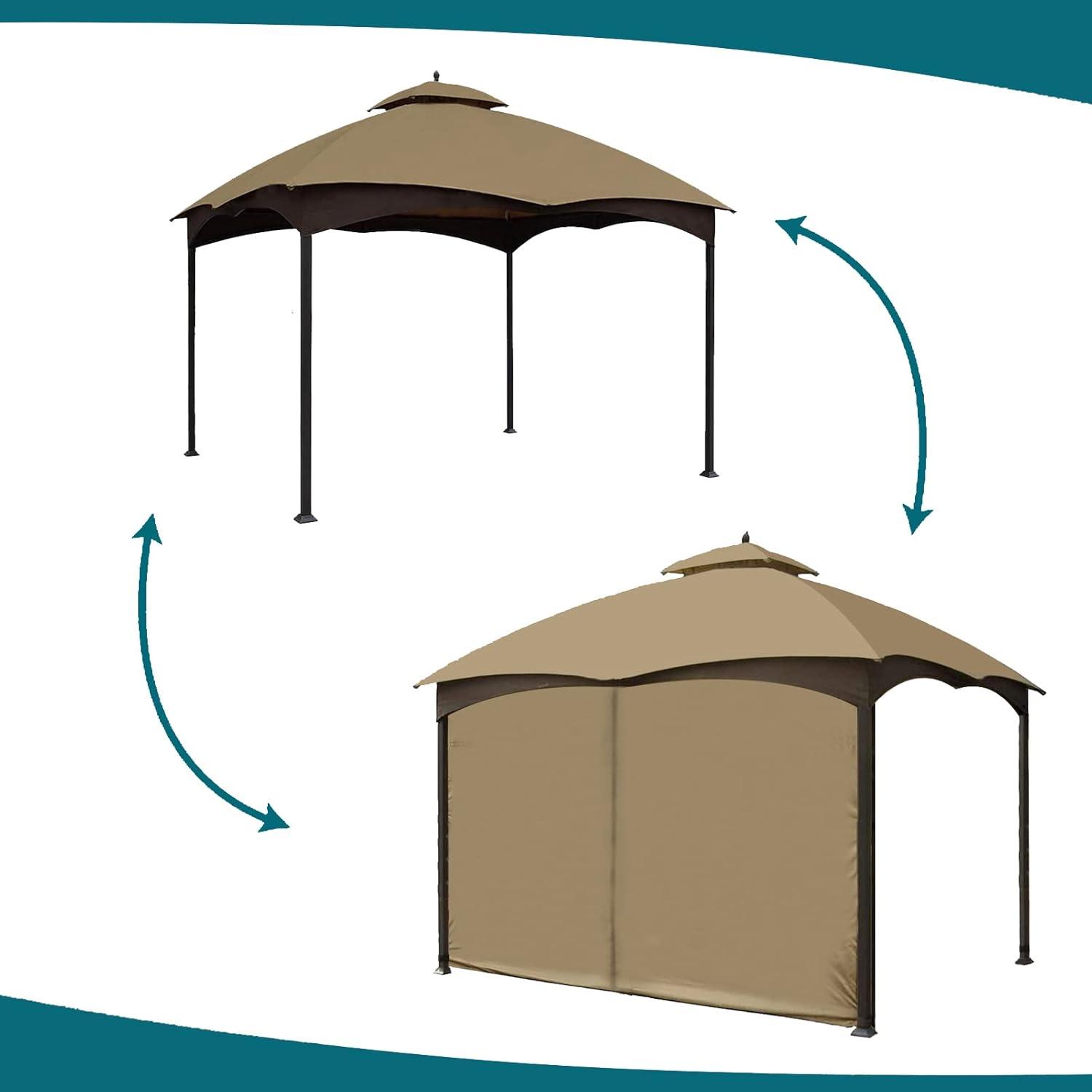 Khaki 10' x 10' Water Repellent Gazebo Privacy Curtain