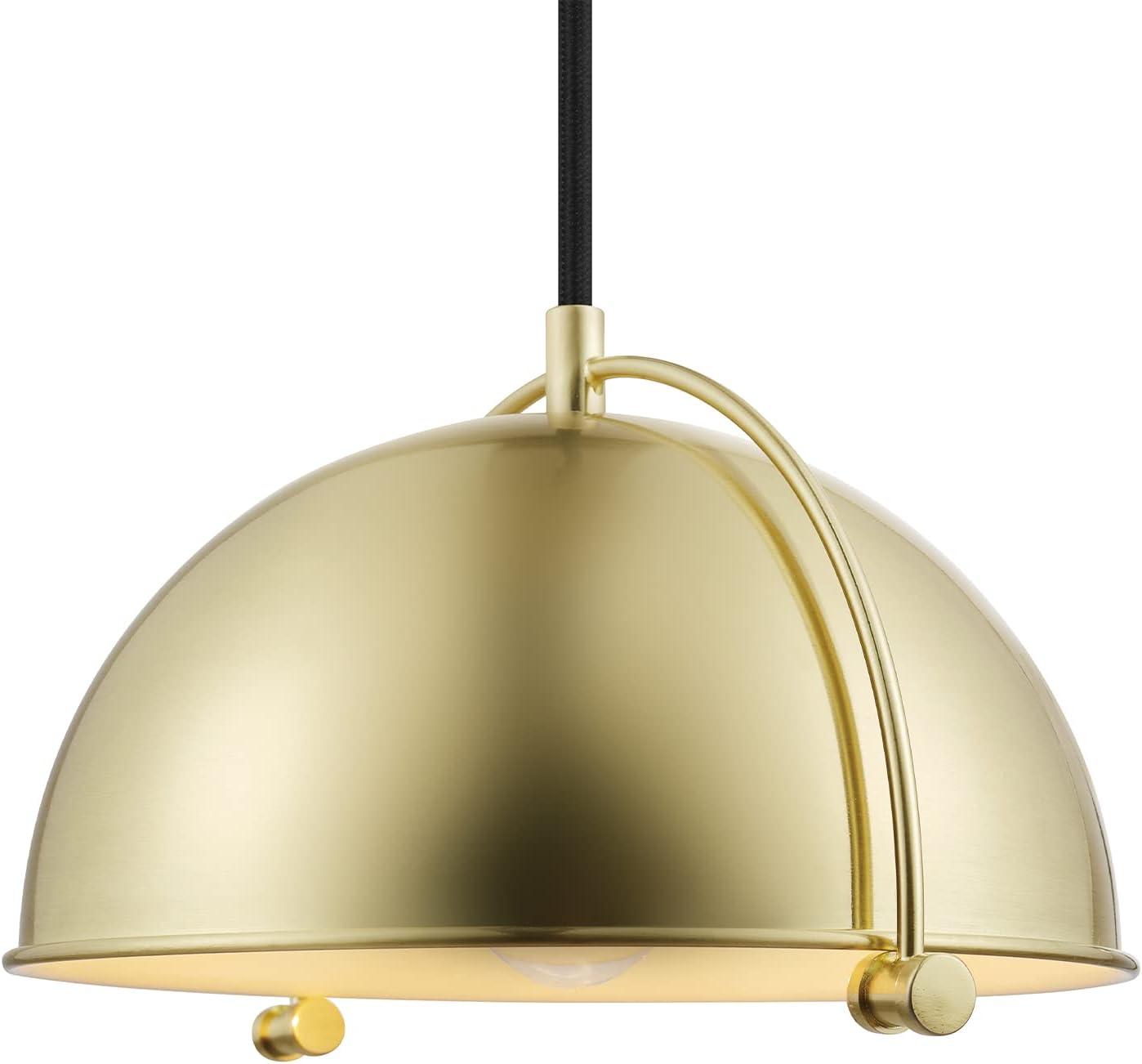 Dolores Matte Brass Glass Bowl Pendant Light with LED Bulb