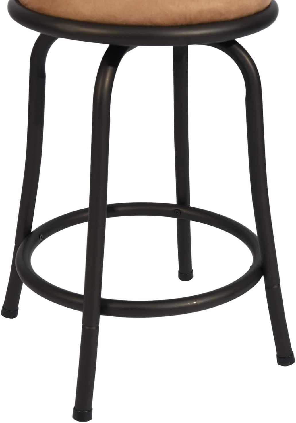FurnitureR Brown Velvet 24'' Counter Stool Swivel High Back Barstools(Set of 2)