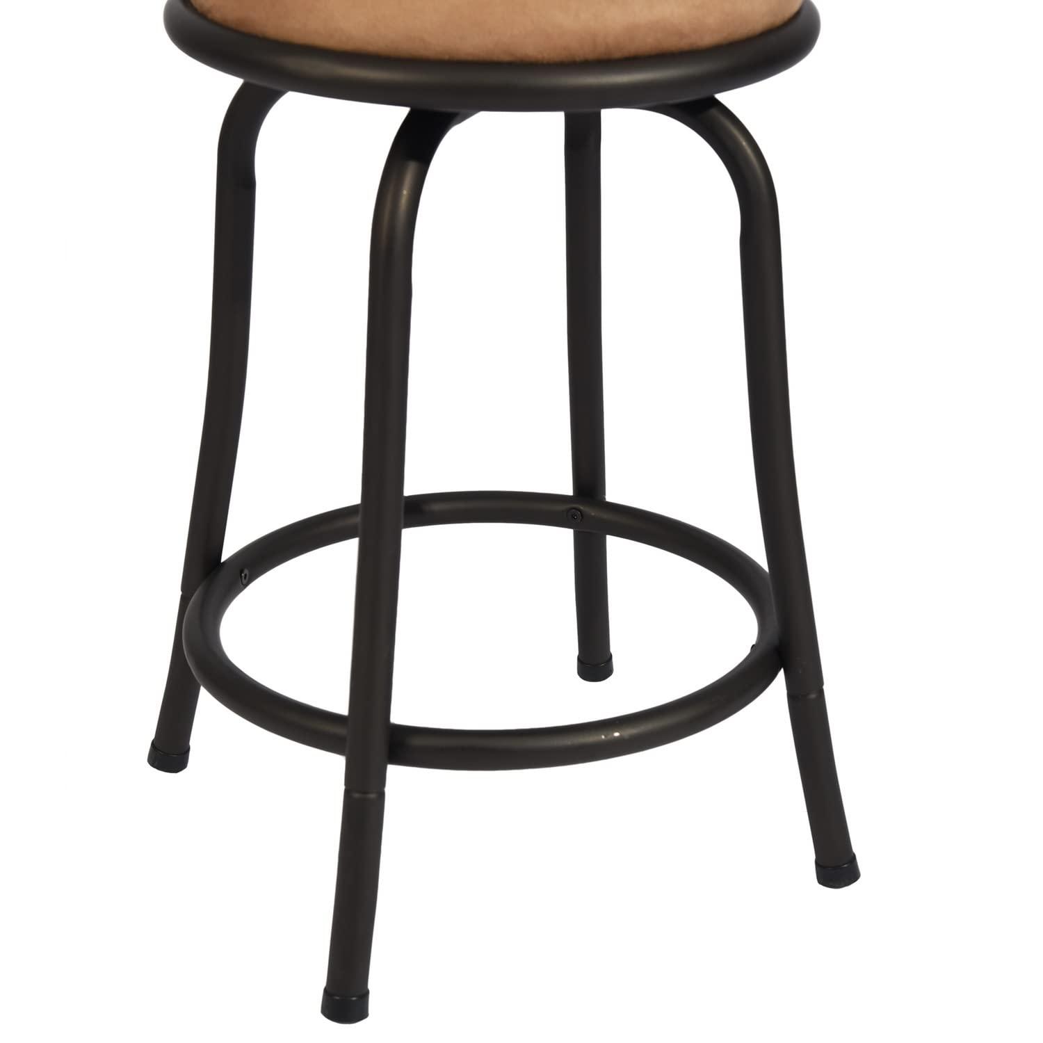 FurnitureR Brown Velvet 24'' Counter Stool Swivel High Back Barstools(Set of 2)