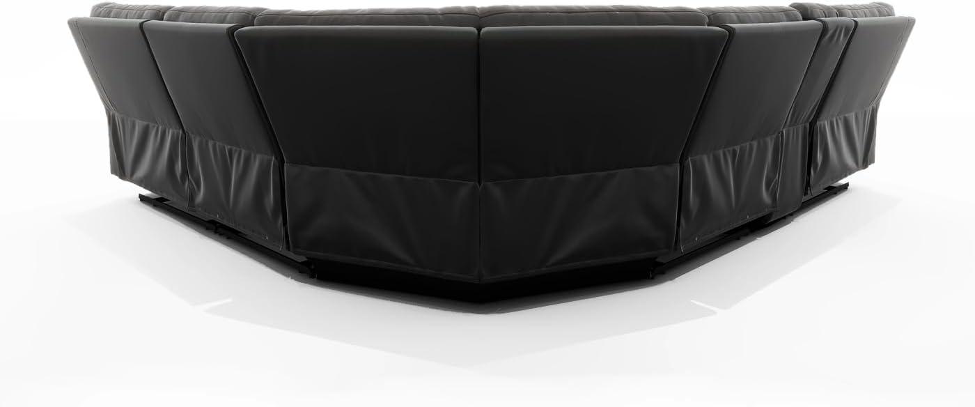 Jennifer Taylor Home Malibu 130" Modern Power Motion 6-Piece Reclining Corner Sectional with Cup Holders, Coal Black Top Grain Leather