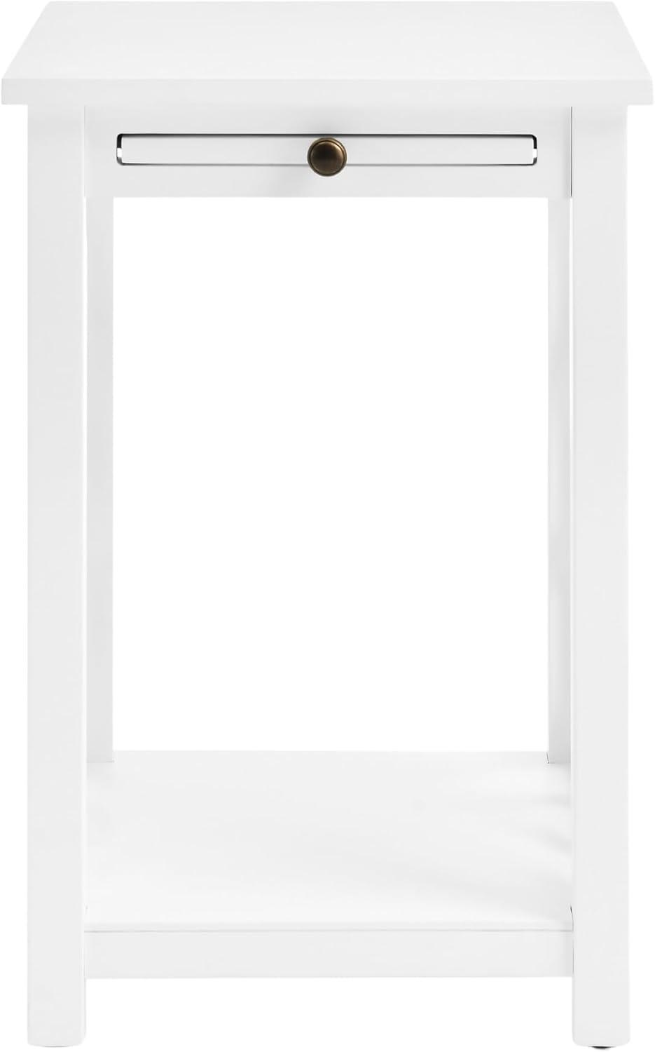 Alaterre Furniture Coventry Wood End Table with Tray and Bottom Shelf, Modern Accent Furniture, White