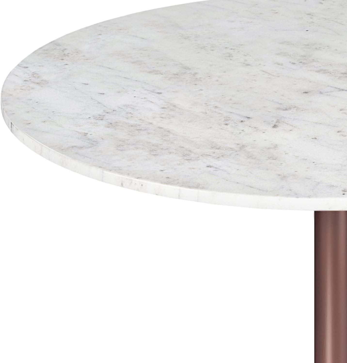 Simpli Home Osborne Dining Table In White/Copper