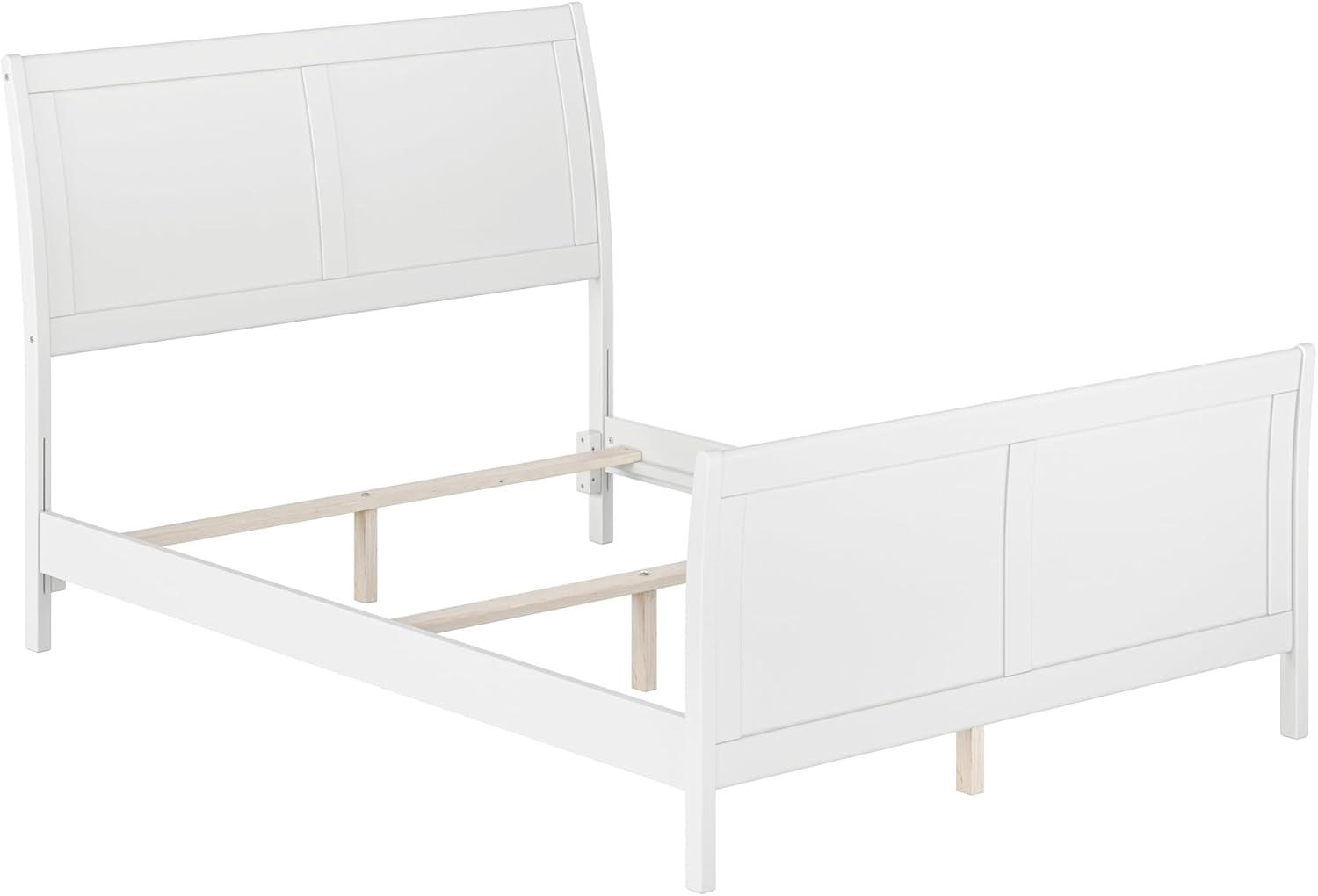 Portland White Full Size Wood Platform Bed with Headboard