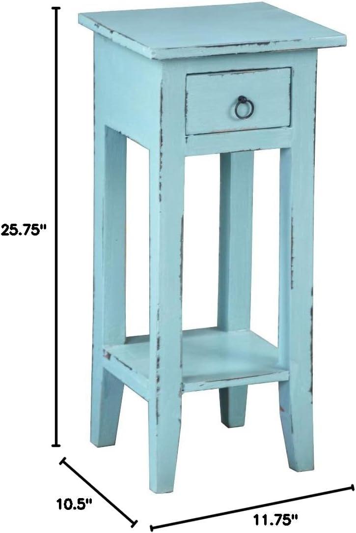 Sunset Trading Cottage Narrow Wood Side Table in Beach Blue/Antique Iron