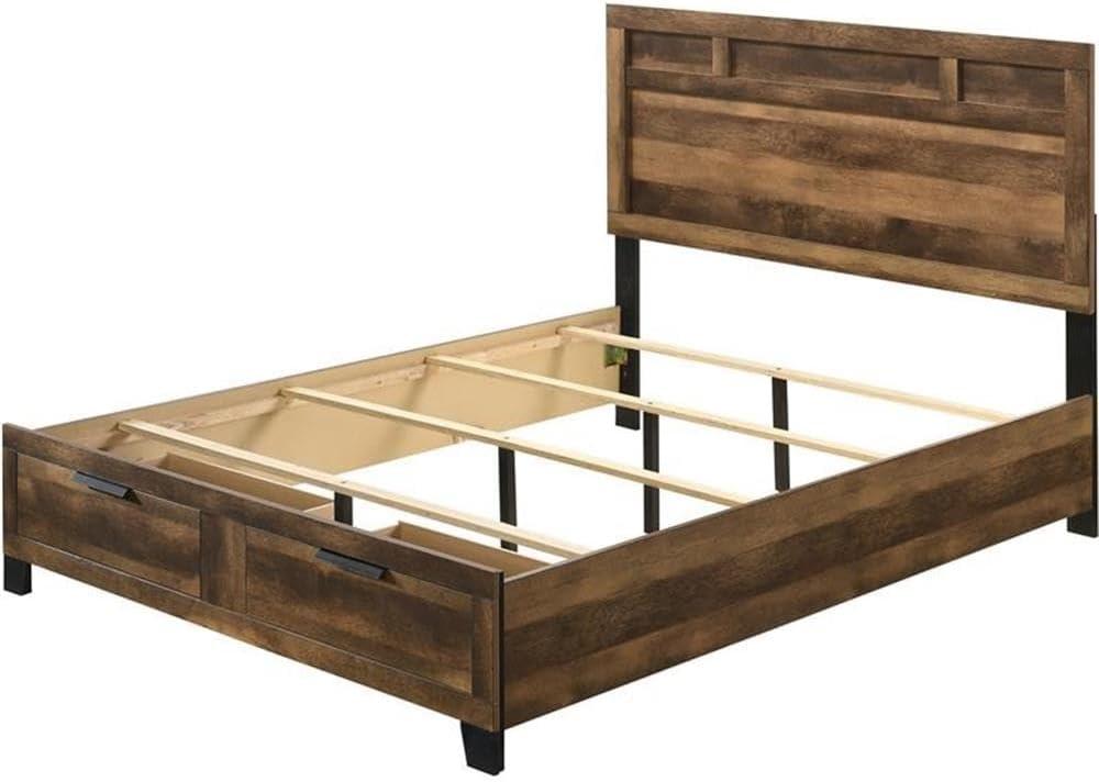 ACME Morales Storage Queen Bed in Rustic Oak