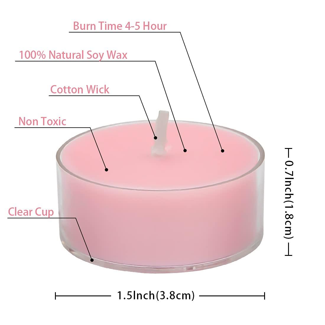 DEYBBY Natural Scented Soy Wax Tealight Candles Bulk, Romantic Rose Aromatherapy Luxury Tea Candle Set of 12-4 Hour Burn Time|Great for Valentine's Day, Birthday C48