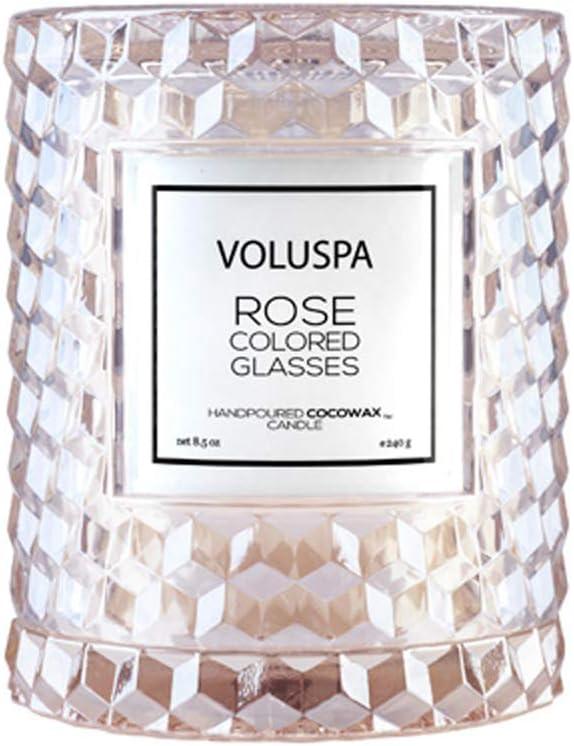 Rose Colored Glasses Textured Glass Candle, 8.5 oz