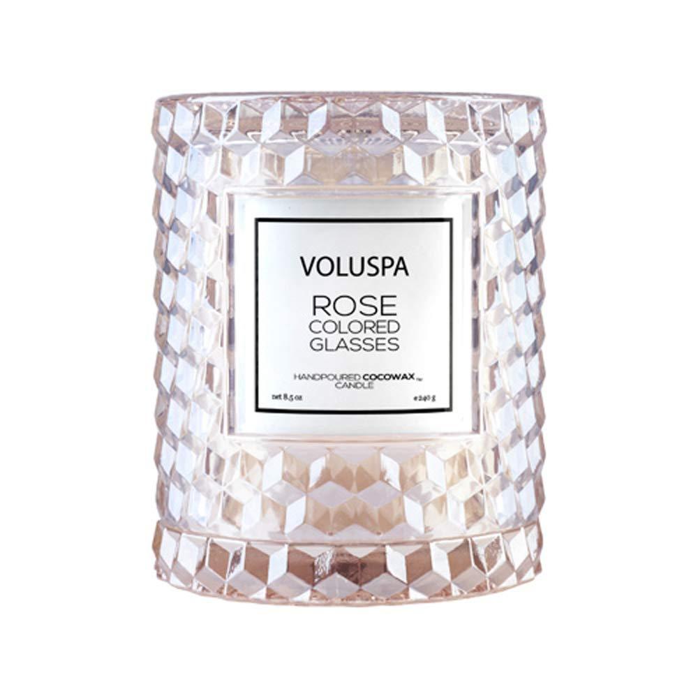 Rose Colored Glasses Textured Glass Candle, 8.5 oz