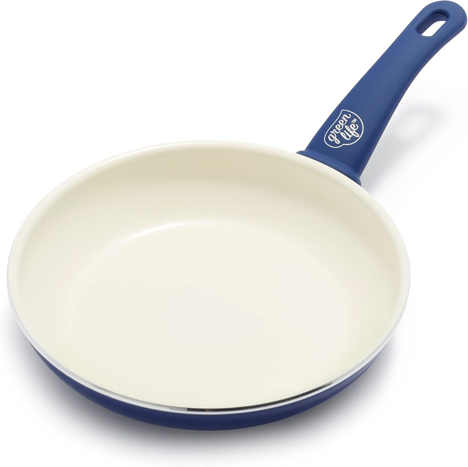 Blue Ceramic Nonstick 8-Inch Frying Pan with Stay-Cool Handle