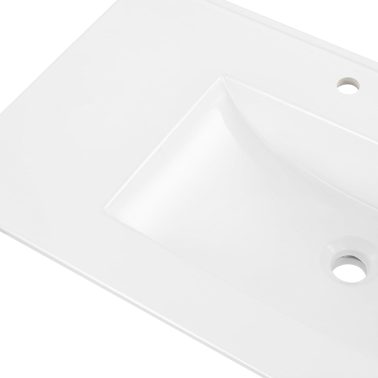 JONATHAN Y Ancillary 3-Hole Classic Contemporary Rectangular Ceramic Single Sink Basin Vanity Top